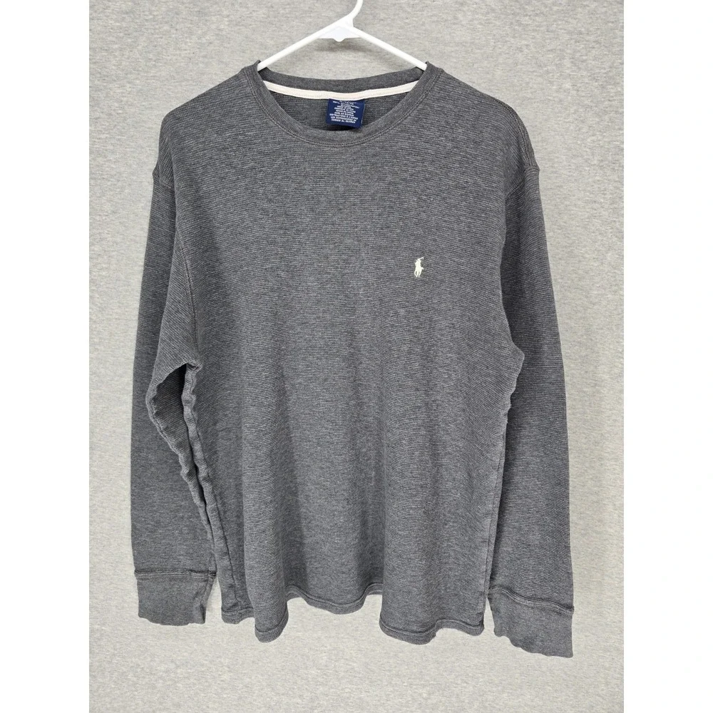 Polo Ralph Lauren Sleepwear Thermal Long Sleeve Shirt Mens XL Gray Cotton Flaws
